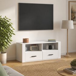 Engineered Wood TV Cabinet 100x35x40 cm in White