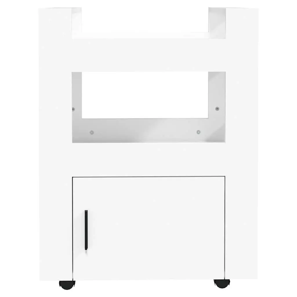 Kitchen Trolley Storage Organizer White 60x45x80 cm with 2 Shelves and 4 Casters