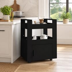 Engineered Wood Kitchen Trolley with 2 Shelves and 4 Wheels