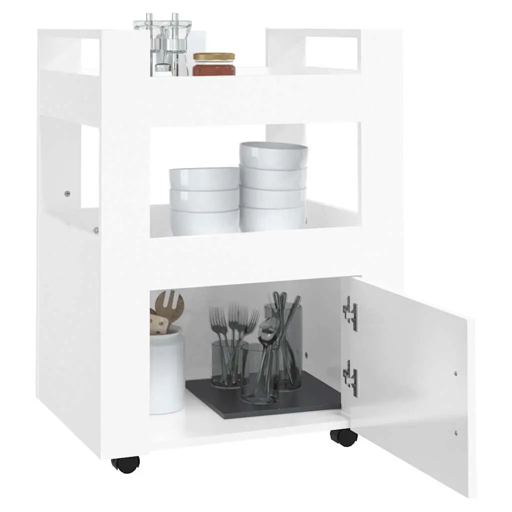 Kitchen Trolley Storage Cart Mobile 60x45x80cm White Engineered Wood