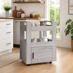 Engineered Wood Kitchen Trolley Grey Sonoma 60x45x80 cm