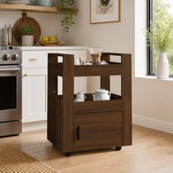 Engineered Wood Kitchen Trolley 60x45x80cm with 2 Shelves