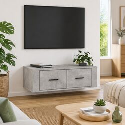 Wall-Mounted TV Cabinet in Grey Engineered Wood