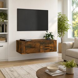 Wall-Mounted TV Storage Unit with Engineered Wood Construction