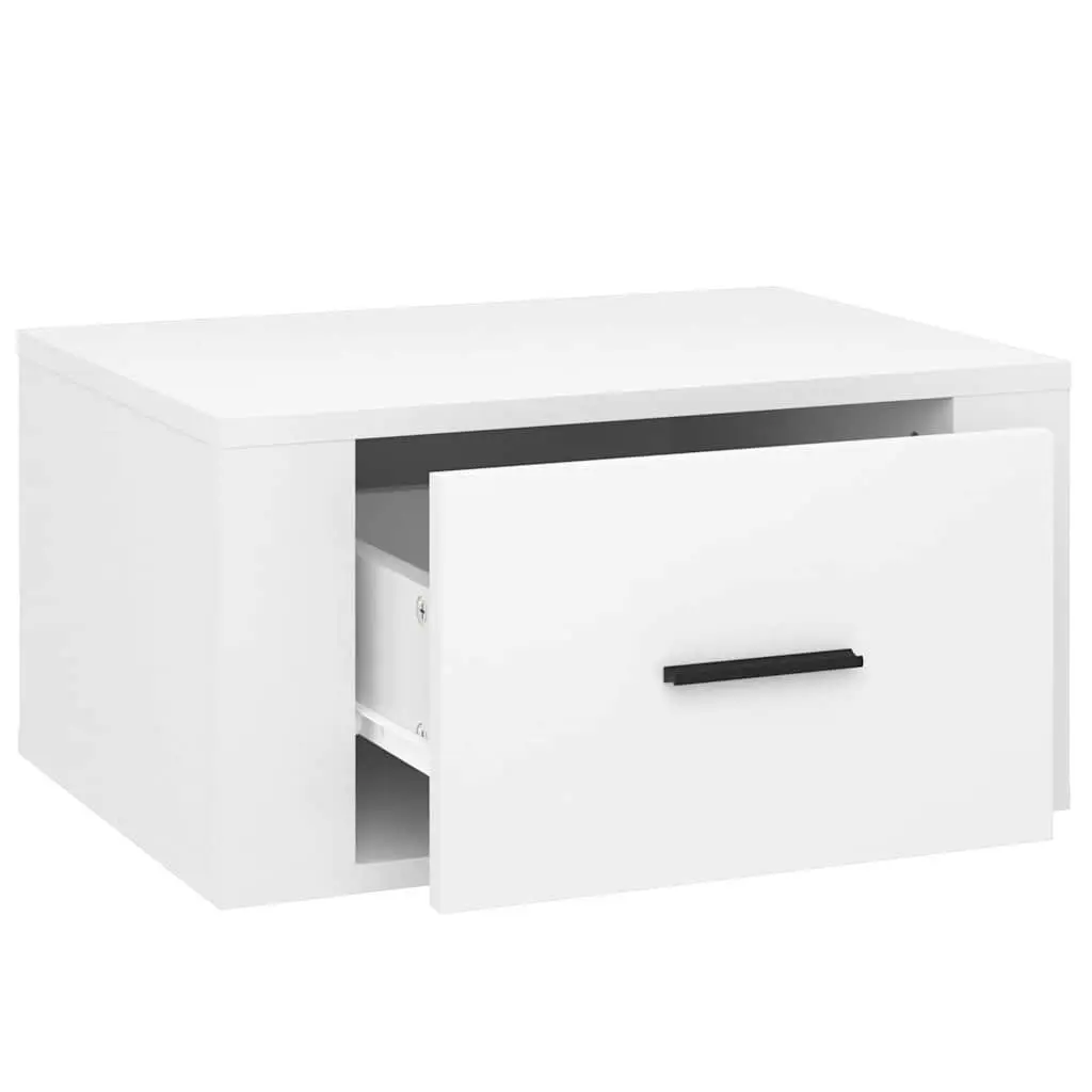 Wall-mounted Bedside Cabinet Floating Storage White High Gloss 50 x 36 x 25 cm