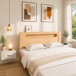 Wall-Mounted Bedside Cabinets, 2-Piece Set in White