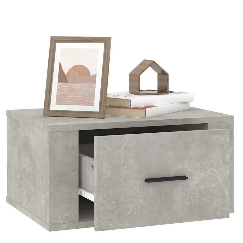 Floating Storage Units Grey Wall-Mounted Bedside Cabinets 50x36x25 cm Pair