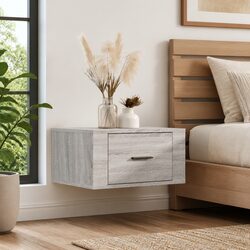 Wall-Mounted Bedside Cabinet in Grey Sonoma for Efficient Storage