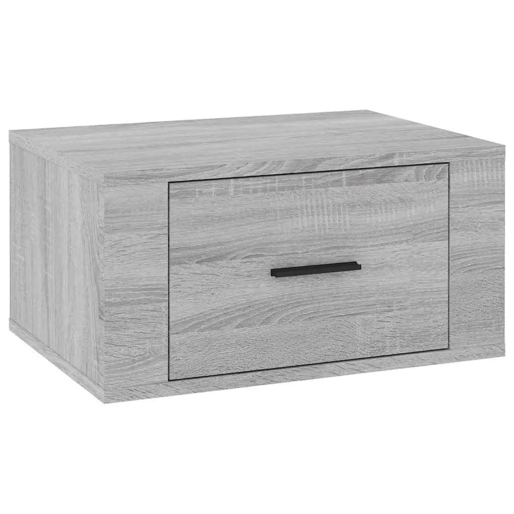Wall-mounted Bedside Cabinets Floating Storage Organiser 2 Piece Grey Sonoma