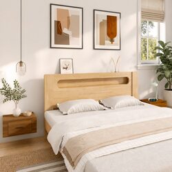 Brown Oak Wall-mounted Bedside Cabinets 2 pcs