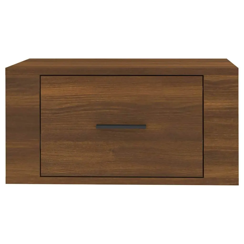 Brown Oak Wall-mounted Floating Storage Cabinets Set of 2 50x36x25 cm
