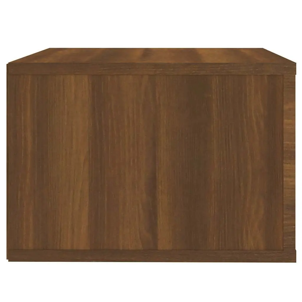 Brown Oak Wall-mounted Floating Storage Cabinets Set of 2 50x36x25 cm