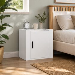 Wall-Mounted White Bedside Cabinet with Storage