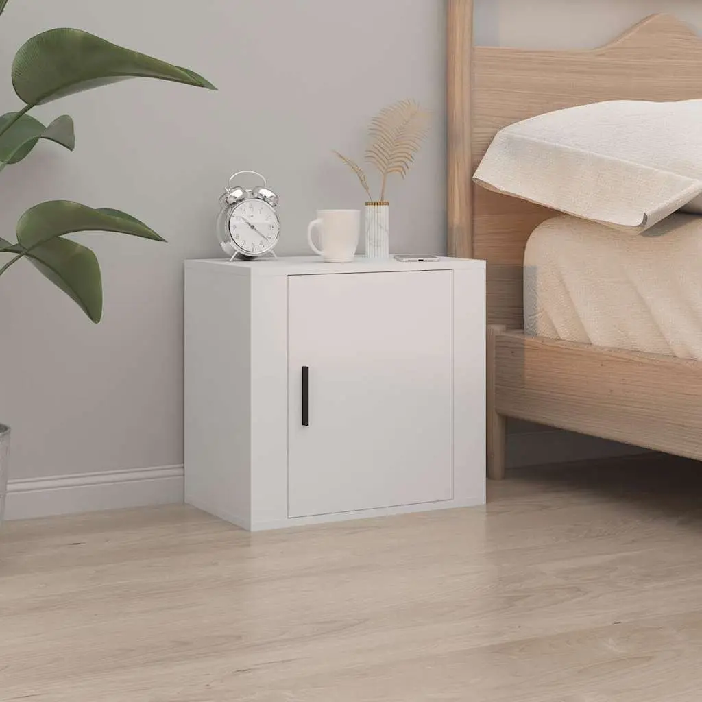 Wall-mounted Bedside Cabinet Floating Storage Organiser 2 pcs White