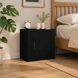 Black Wall-Mounted Bedside Cabinet with Ample Storage