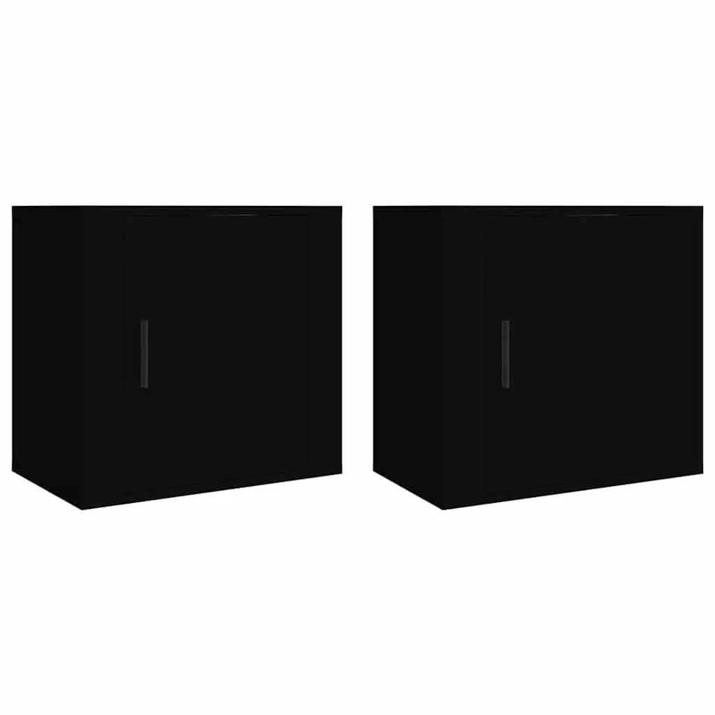 Wall-mounted Bedside Cabinet Floating Storage Organiser 2 pcs Black