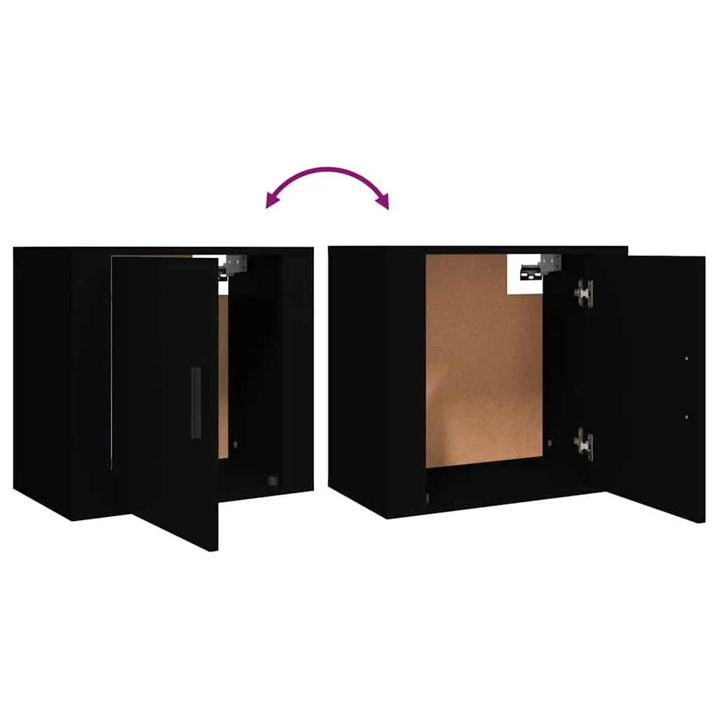 Wall-mounted Bedside Cabinet Floating Storage Organiser 2 pcs Black