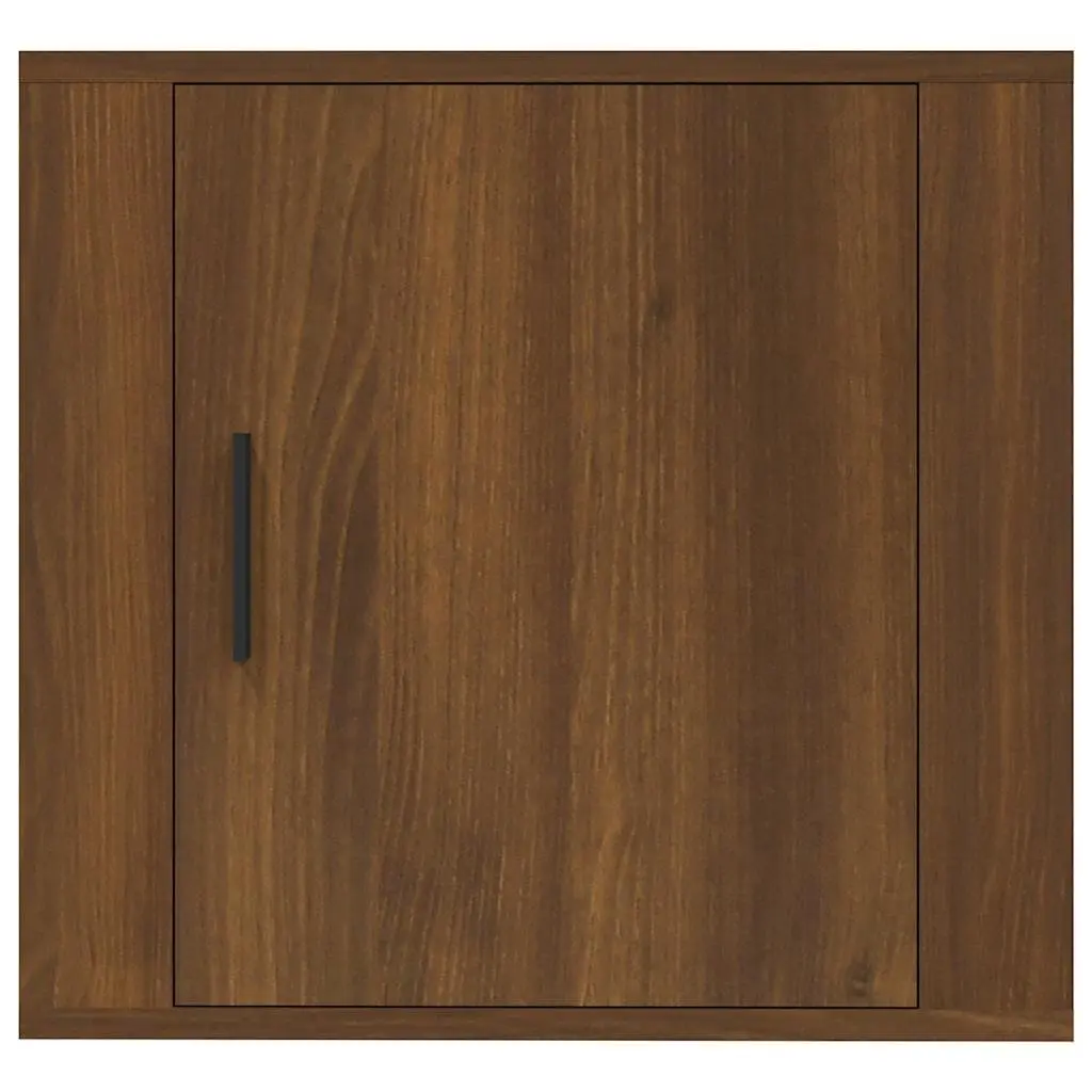 Floating Storage Organiser 2 Piece Wall-mounted Bedside Cabinets Brown Oak 50W x 30D x 47H cm Engineered Wood