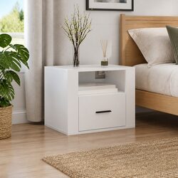Wall-Mounted Bedside Storage Cabinet in White