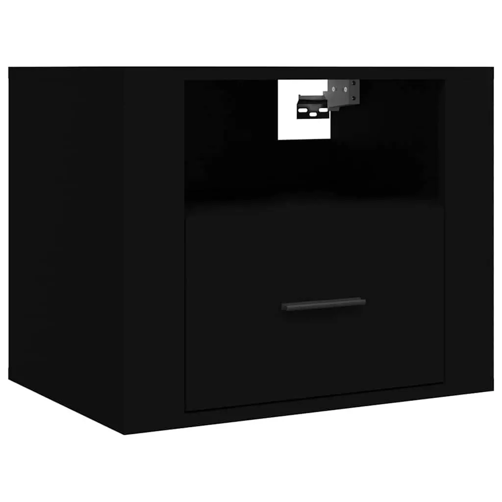 Wall-mounted Bedside Cabinets Floating Storage Organiser 50x36x40 cm Black 2 Piece