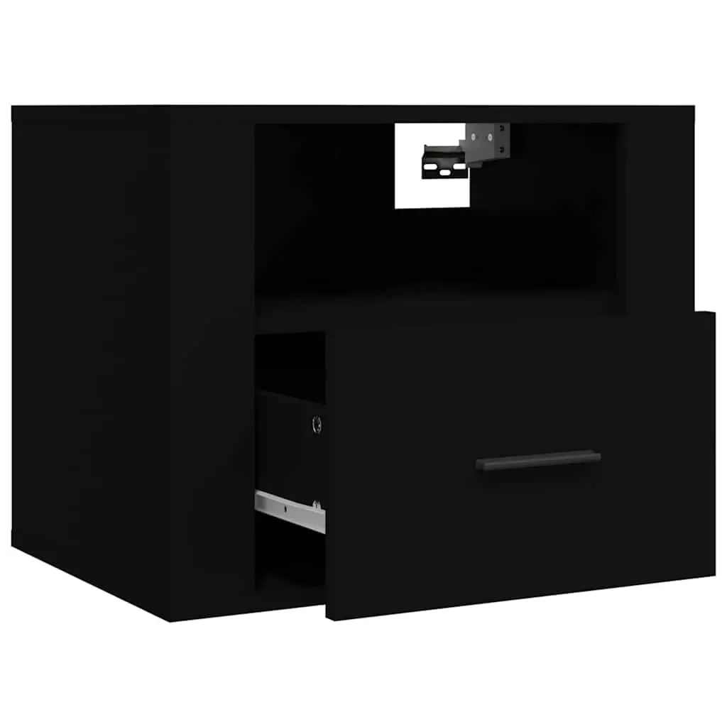 Wall-mounted Bedside Cabinets Floating Storage Organiser 50x36x40 cm Black 2 Piece