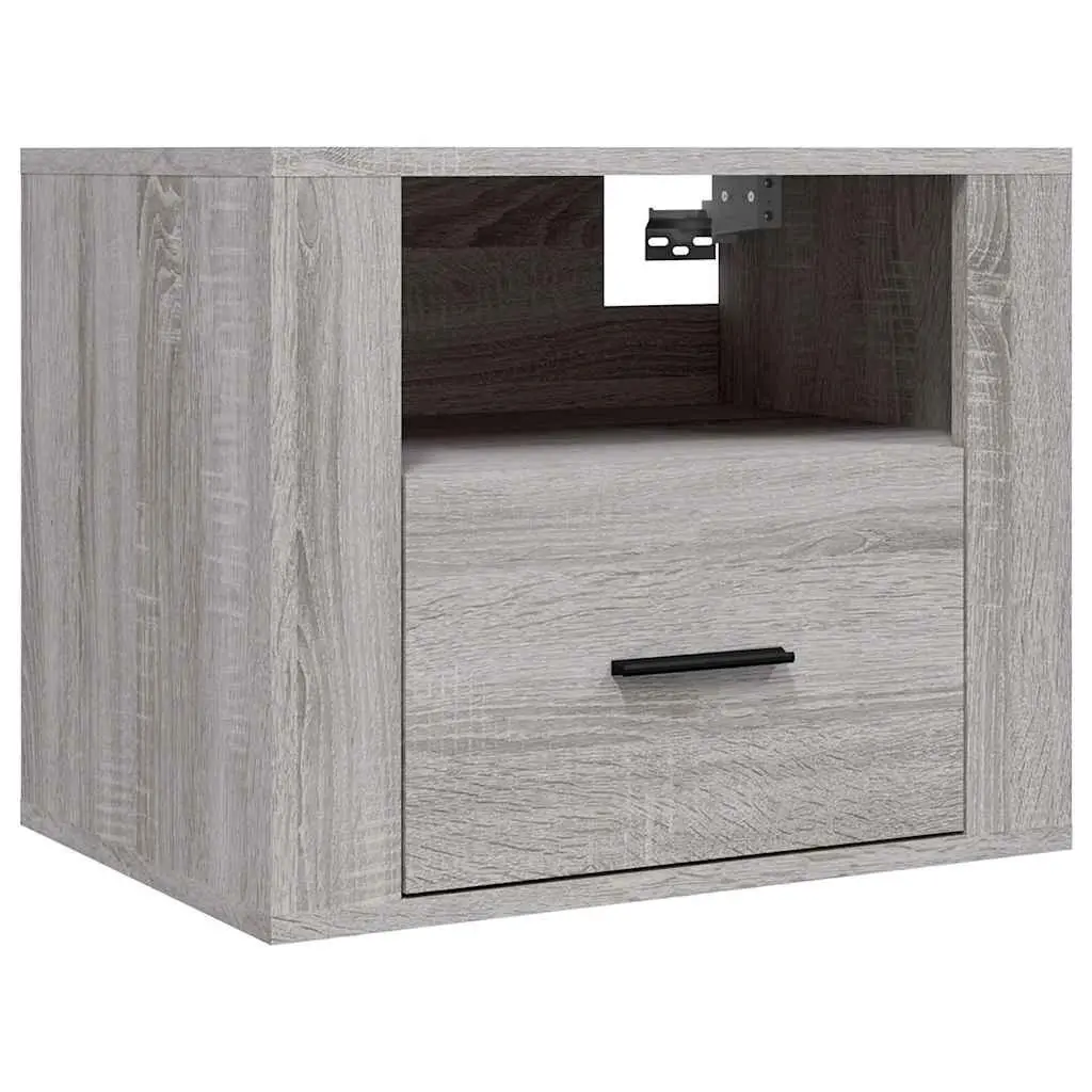 Wall-mounted Bedside Cabinets Floating Storage Organiser 50 x 36 x 40 cm Grey Sonoma 2 Piece