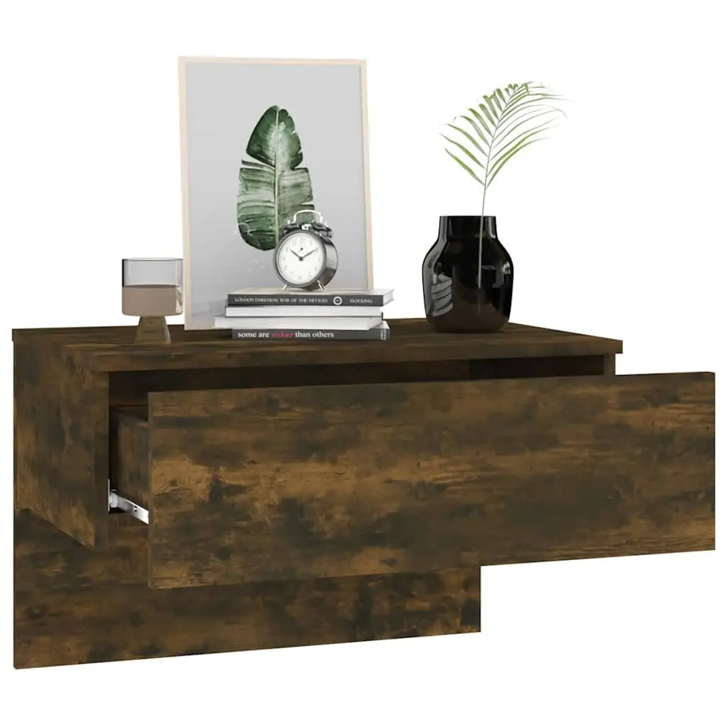 Wall-mounted Bedside Cabinets Floating Storage Shelves Brown 2 Piece