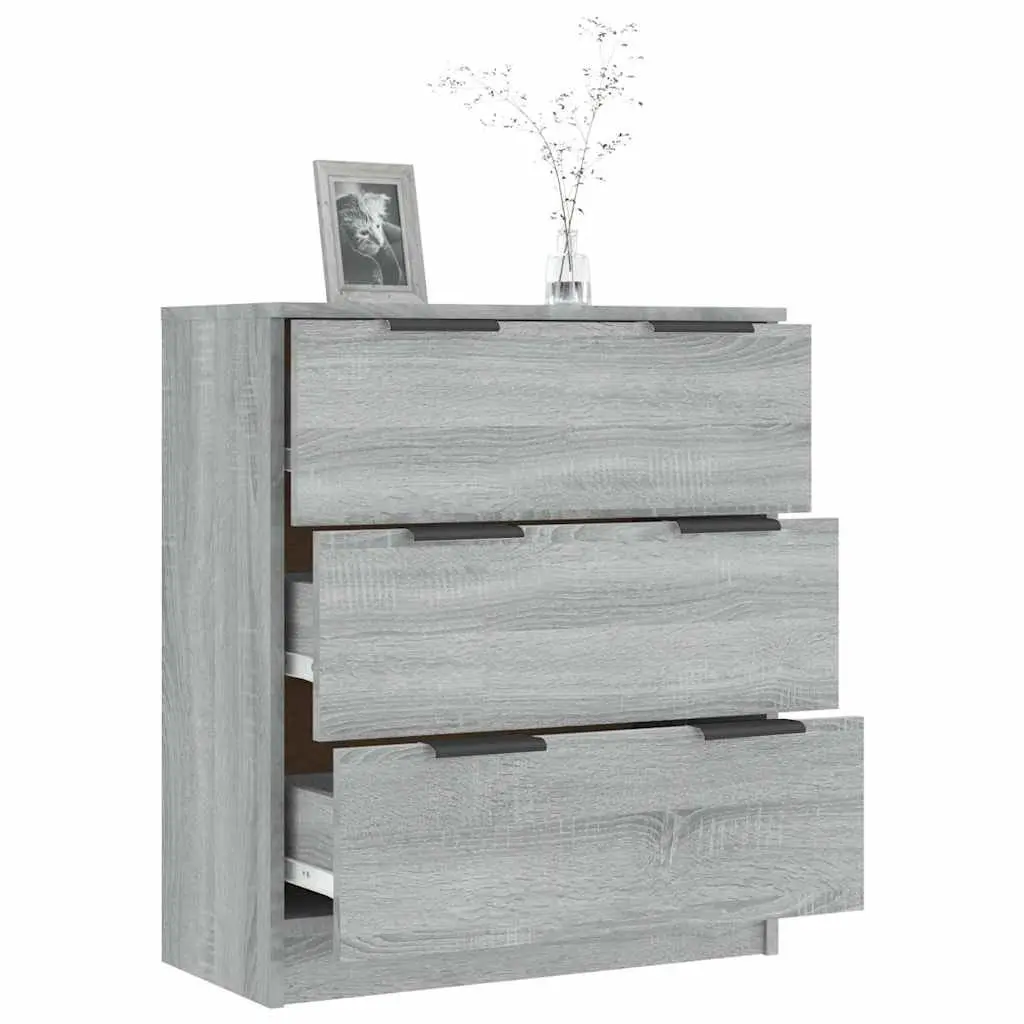 Sideboard Storage Cabinet Engineered Wood 60x30x70cm Grey 3 Drawers