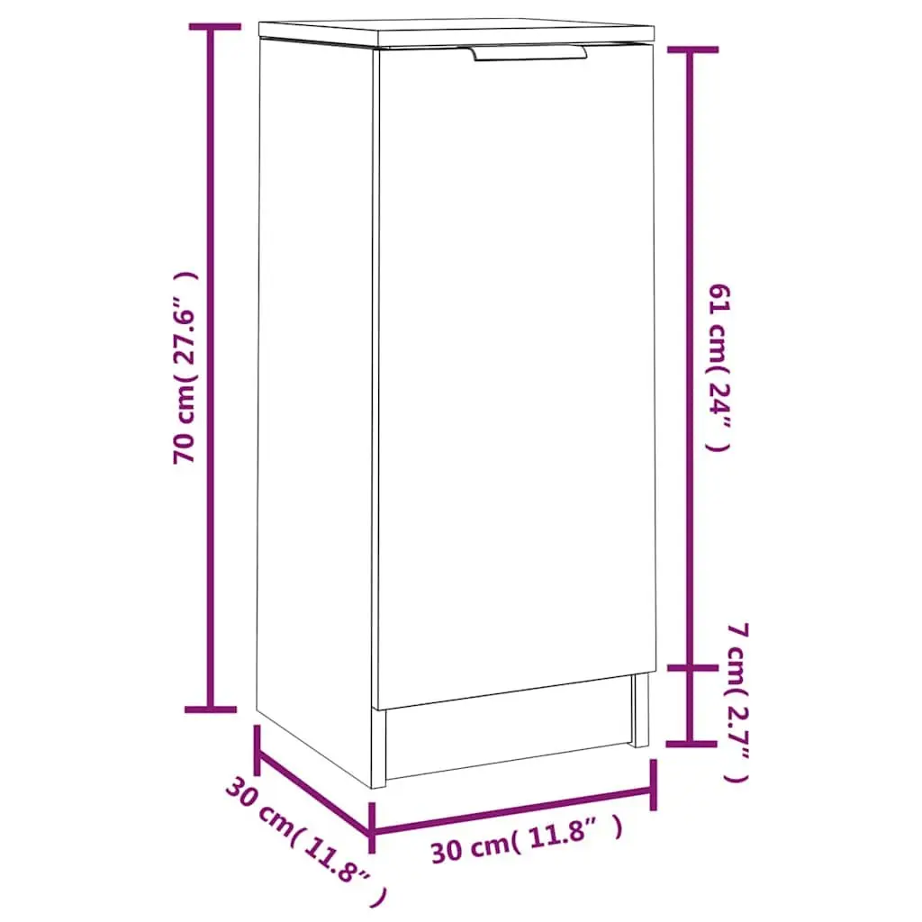 Sideboards 2 pcs Brown Storage Cabinet Engineered Wood 30x30x70 cm