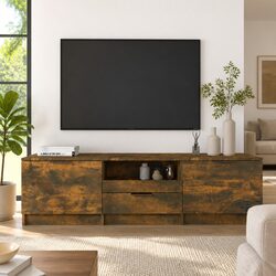 Engineered Wood TV Cabinet with Drawer and Compartments