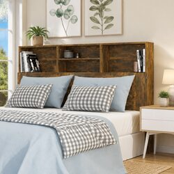 160cm Brown Wall-Mount Headboard Storage Cabinet