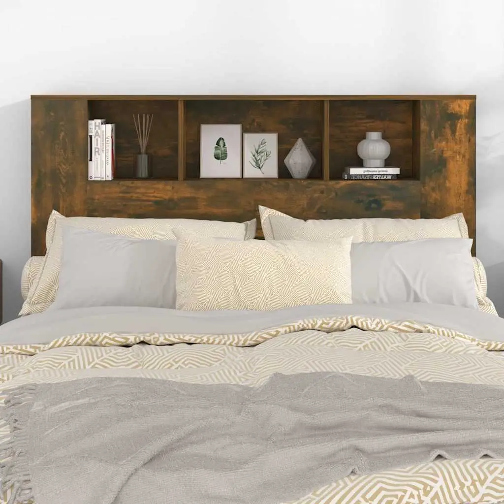 Headboard Cabinet with Storage Compartments Wall-Mounted 140cm Brown