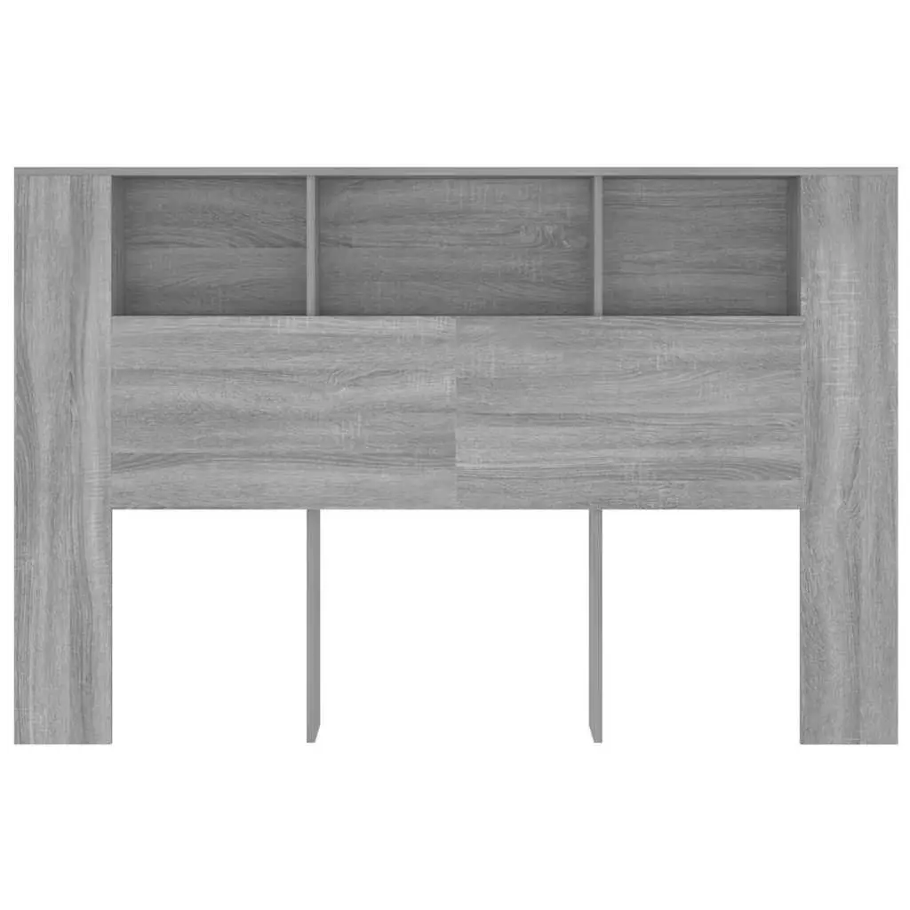 Headboard Cabinet Wall-Mounted Storage Grey 160 cm