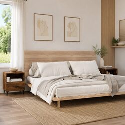 Set of 2 Engineered Wood Bedside Cabinets with Drawers