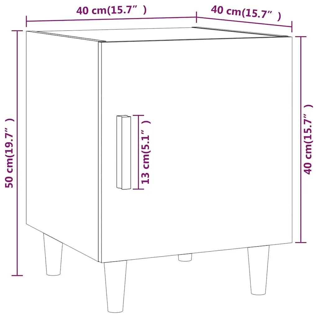 Bedside Cabinet Grey Engineered Wood 1 Door Storage Unit 2 Piece