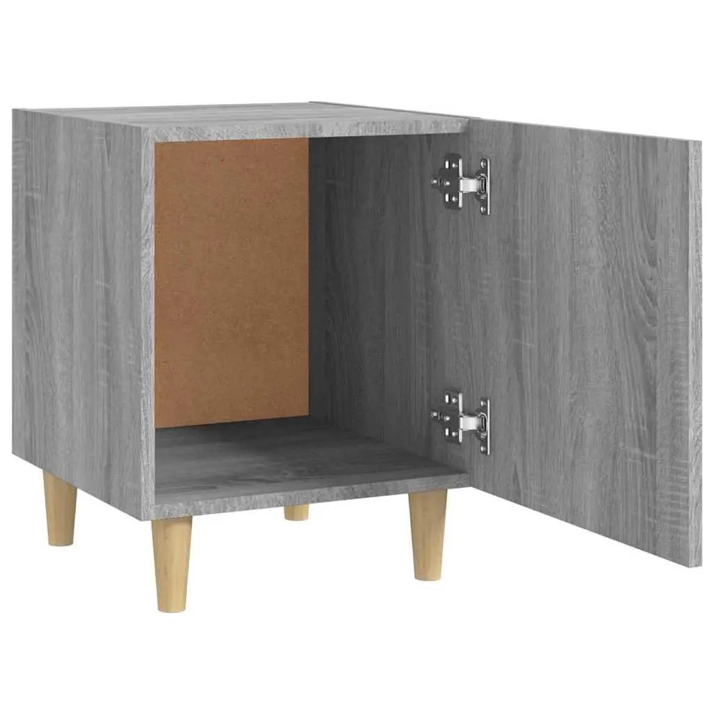 Bedside Cabinet Grey Engineered Wood 1 Door Storage Unit 2 Piece