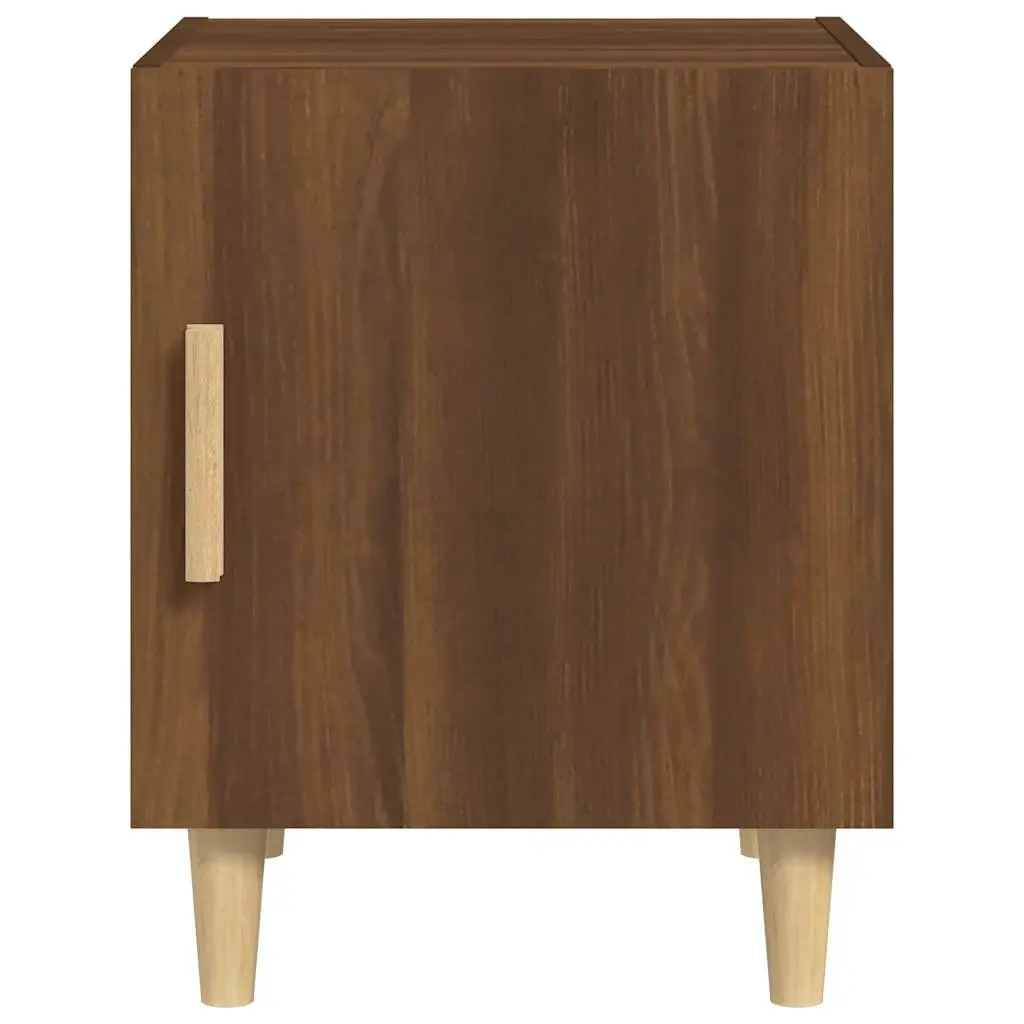 Bedside Table with Storage Door Engineered Wood Brown