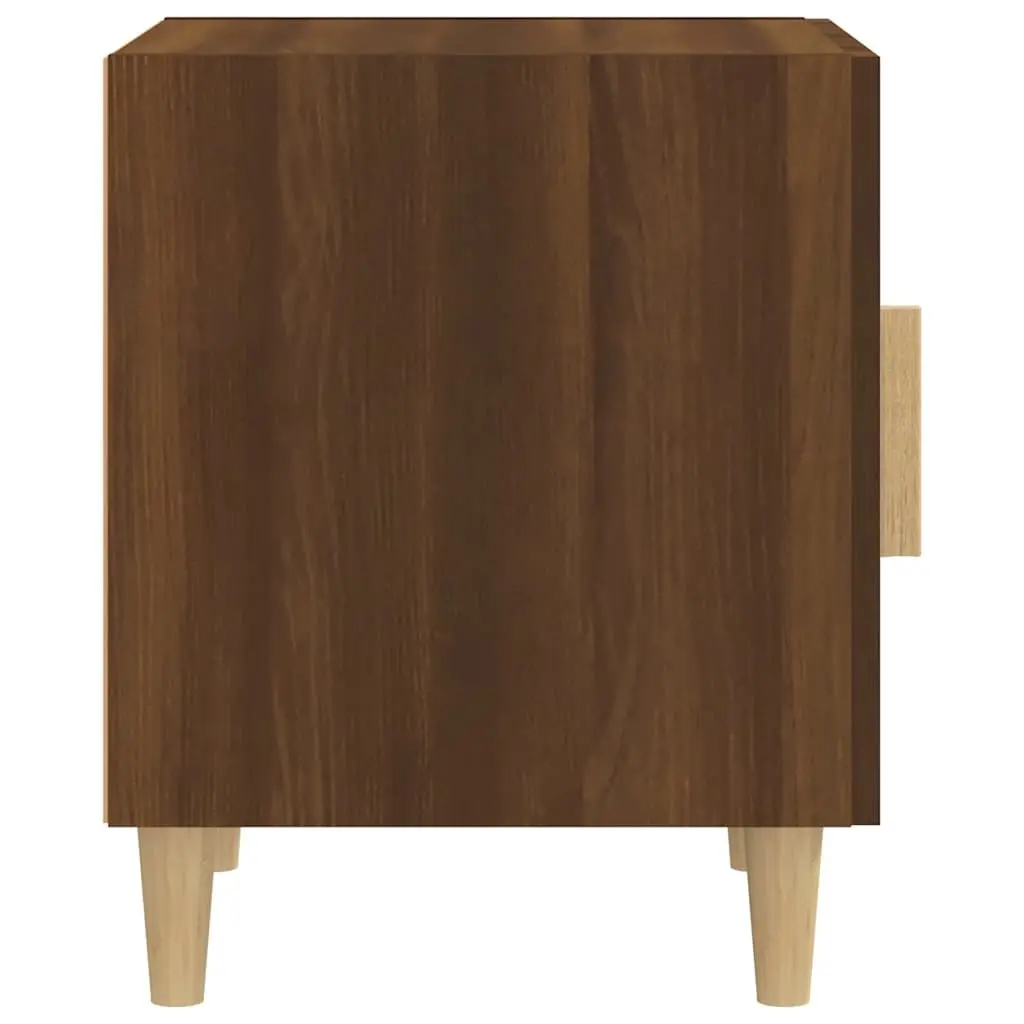 Bedside Table with Storage Door Engineered Wood Brown