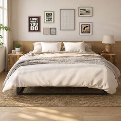 Set of 2 Brown Engineered Wood Nightstands for Storage