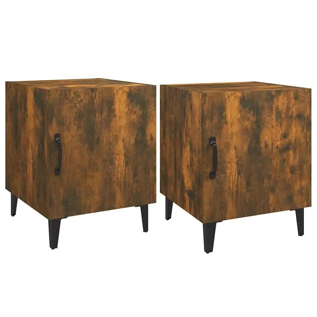 Bedside Cabinets Compact Storage Organizer 2 Pieces Brown Engineered Wood