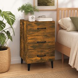 3-Drawer Brown Engineered Wood Nightstand Cabinet