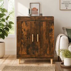 Brown Smoked Oak Engineered Wood Sideboard Storage Unit