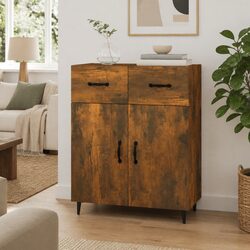 Brown Engineered Wood Sideboard with 2 Doors and 2 Drawers
