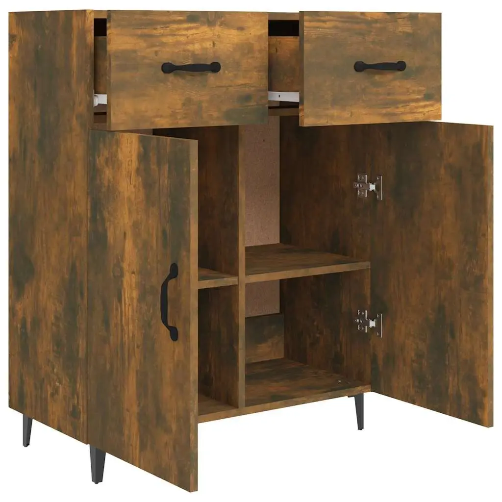 Sideboard with Organised Storage 2 Doors 2 Drawers Brown Engineered Wood
