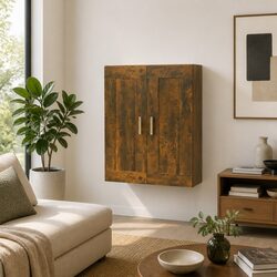 Engineered Wood Wall Cabinet Storage Unit in Brown