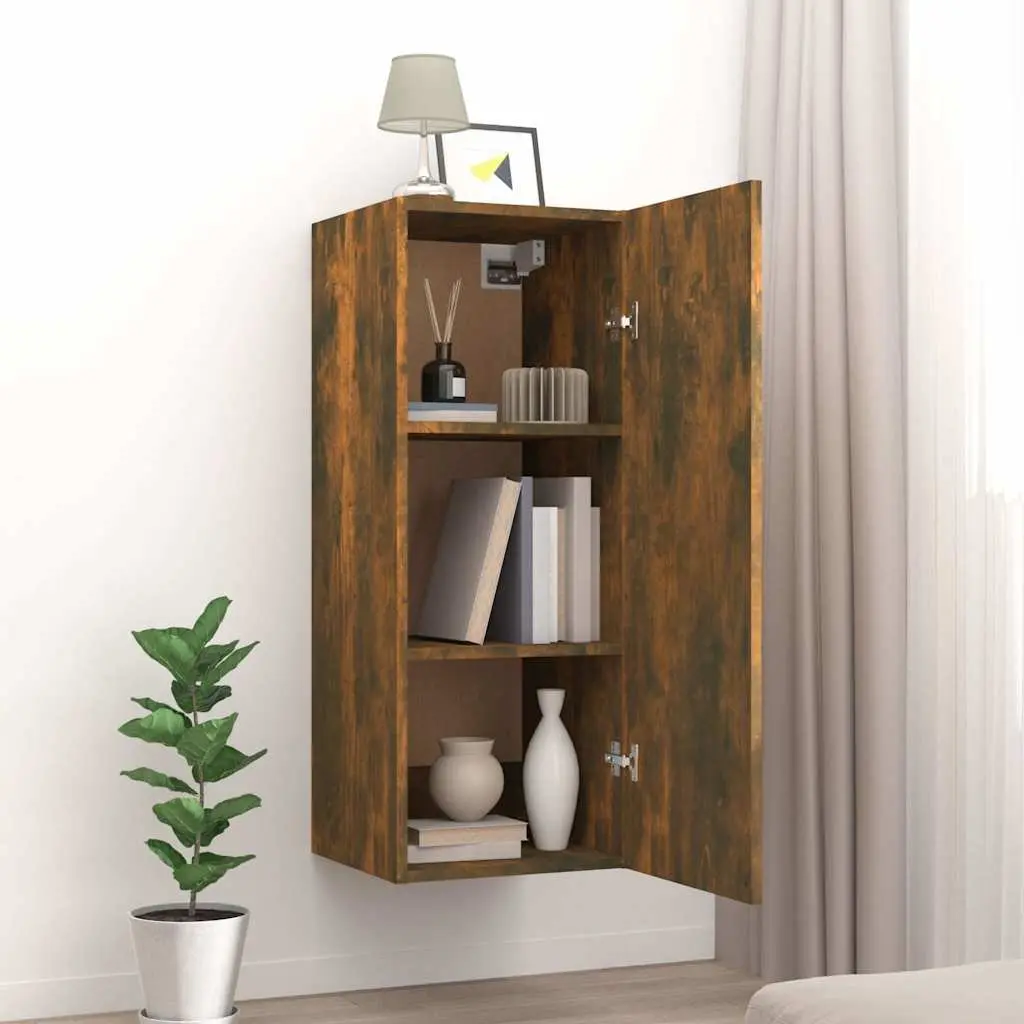 Hanging Wall Cabinet Brown Engineered Wood 34.5x34x90 cm Storage Organizer