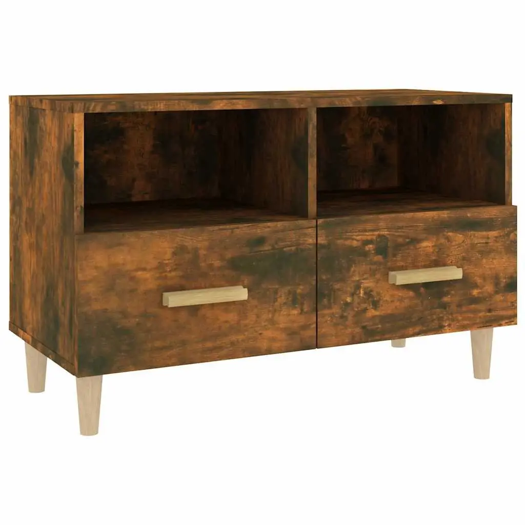 TV Cabinet Engineered Wood with Drawers 80x36x50cm Smoked Oak