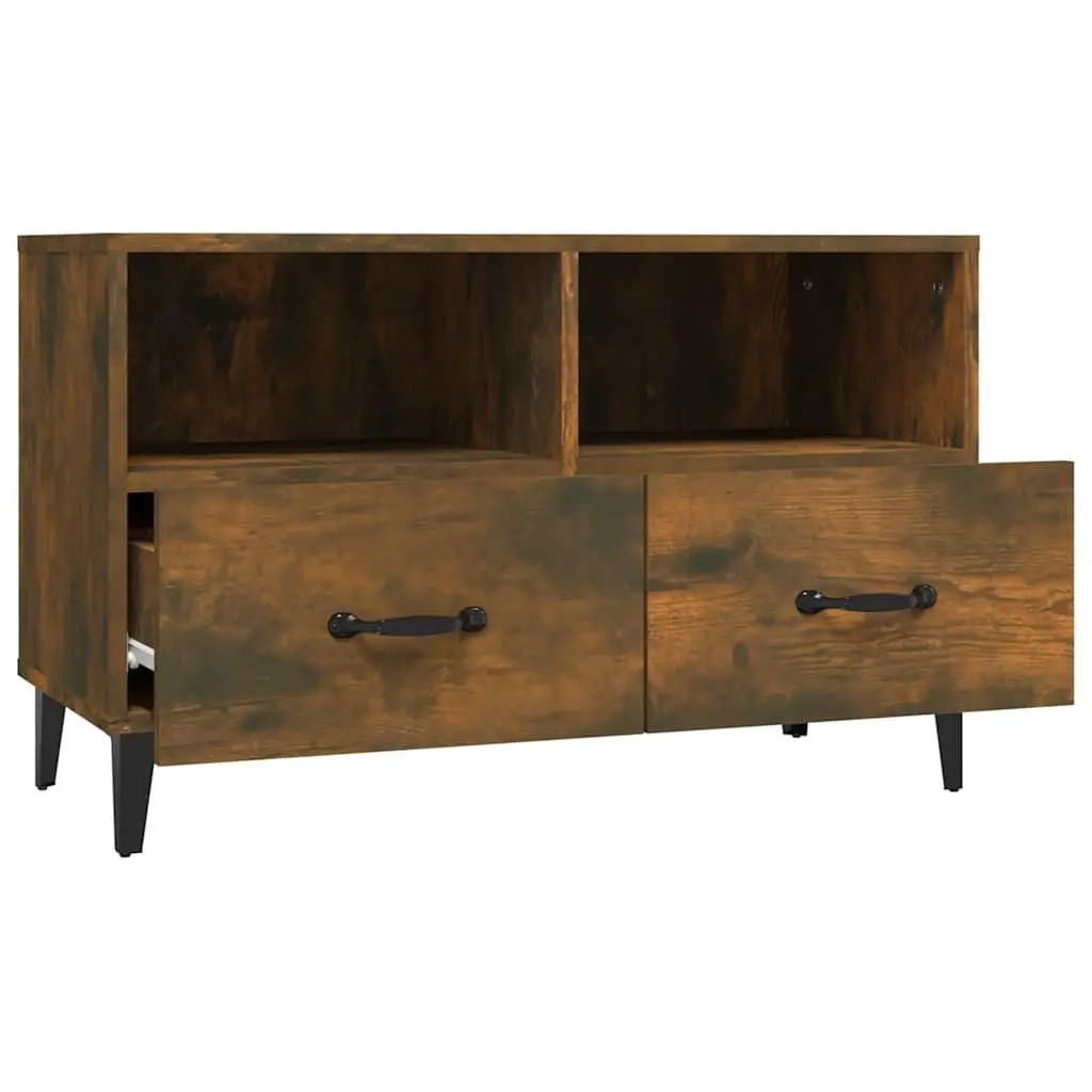 TV Cabinet Storage Drawers Compartments Brown 80 x 36 x 50 cm