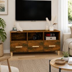 Engineered Wood TV Cabinet with Storage Drawers - Brown