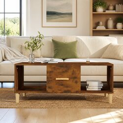 Engineered Wood Coffee Table with Two Open Compartments
